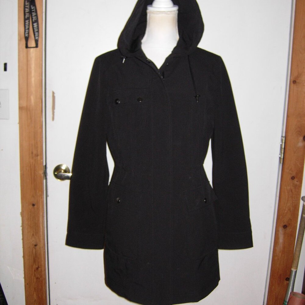 Kristen Blake Black Hooded Jacket Parka Raincoat S
